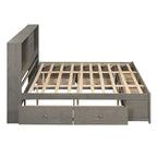 Letto a piattaforma contenitore grigio/bianco Queen/King con 8 cassetti, per 2 persone