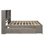 Letto a piattaforma contenitore grigio/bianco Queen/King con 8 cassetti, per 2 persone