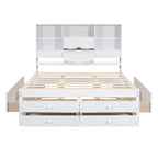 Letto a piattaforma contenitore grigio/bianco Queen/King con 8 cassetti, per 2 persone