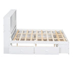 Letto a piattaforma contenitore grigio/bianco Queen/King con 8 cassetti, per 2 persone