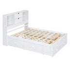 Letto a piattaforma contenitore grigio/bianco Queen/King con 8 cassetti, per 2 persone