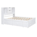 Letto a piattaforma contenitore grigio/bianco Queen/King con 8 cassetti, per 2 persone