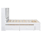 Letto a piattaforma contenitore grigio/bianco Queen/King con 8 cassetti, per 2 persone