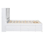 Letto a piattaforma contenitore grigio/bianco Queen/King con 8 cassetti, per 2 persone