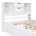 Letto a piattaforma contenitore grigio/bianco Queen/King con 8 cassetti, per 2 persone