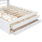 Letto a piattaforma contenitore grigio/bianco Queen/King con 8 cassetti, per 2 persone