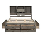 Letto a piattaforma contenitore grigio/bianco Queen/King con 8 cassetti, per 2 persone