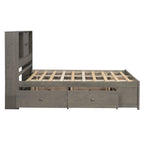 Letto a piattaforma contenitore grigio/bianco Queen/King con 8 cassetti, per 2 persone