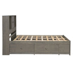 Letto a piattaforma contenitore grigio/bianco Queen/King con 8 cassetti, per 2 persone