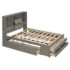 Letto a piattaforma contenitore grigio/bianco Queen/King con 8 cassetti, per 2 persone