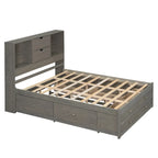 Letto a piattaforma contenitore grigio/bianco Queen/King con 8 cassetti, per 2 persone