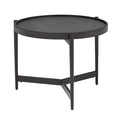 Tavolino rotondo moderno nero, piano in vetro reversibile, 1 persona