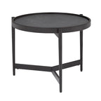 Tavolino rotondo moderno nero, piano in vetro reversibile, 1 persona