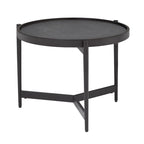 Tavolino rotondo moderno nero, piano in vetro reversibile, 1 persona