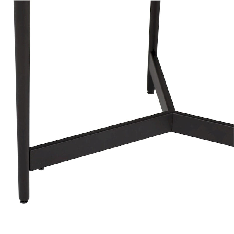 Tavolino rotondo moderno nero, piano in vetro reversibile, 1 persona