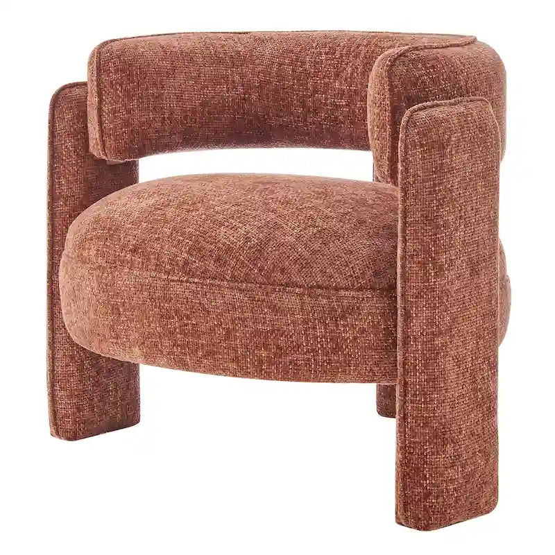 Poltrona singola postmoderna color terracotta/antracite/crema, con braccioli