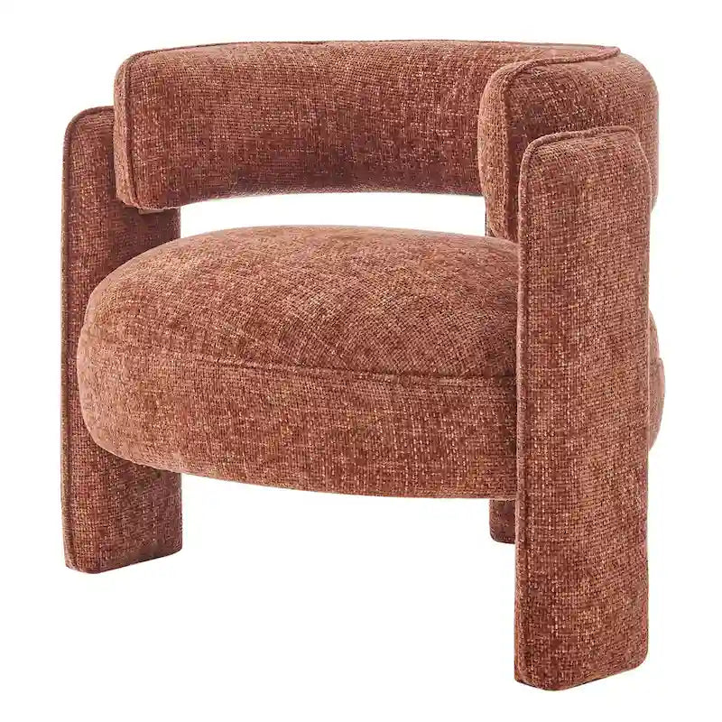 Poltrona singola postmoderna color terracotta/antracite/crema, con braccioli