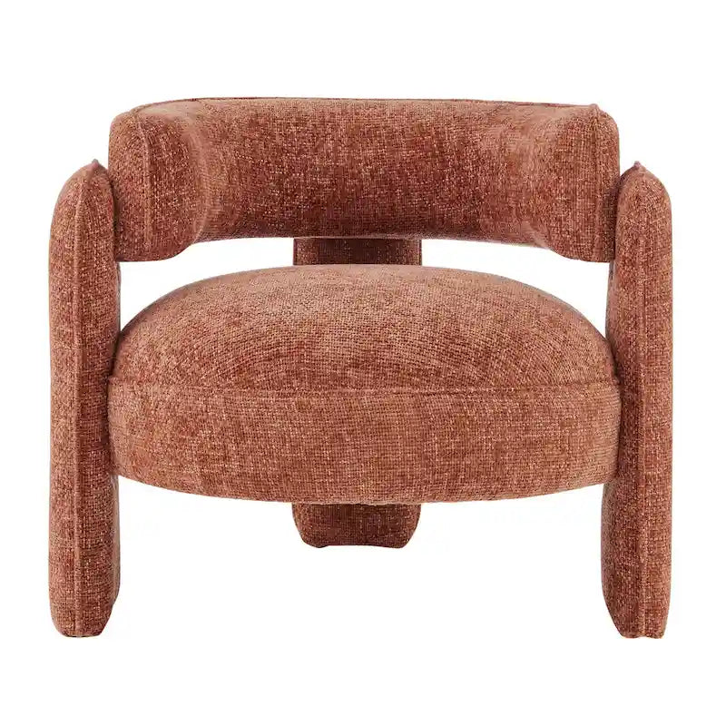 Poltrona singola postmoderna color terracotta/antracite/crema, con braccioli