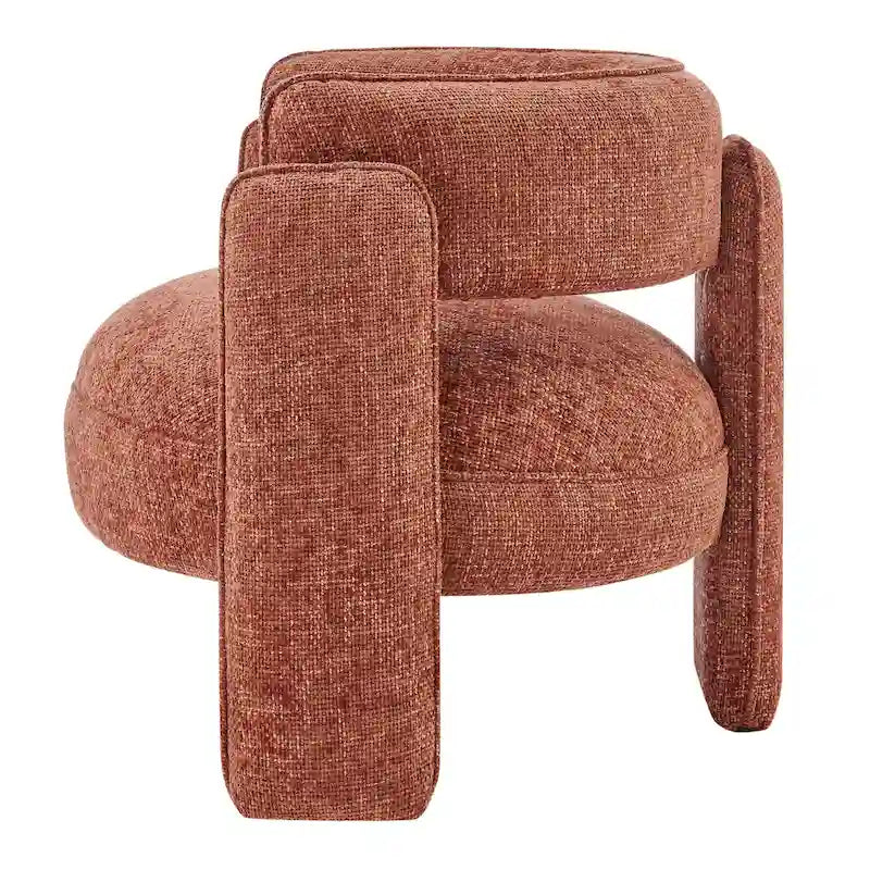 Poltrona singola postmoderna color terracotta/antracite/crema, con braccioli