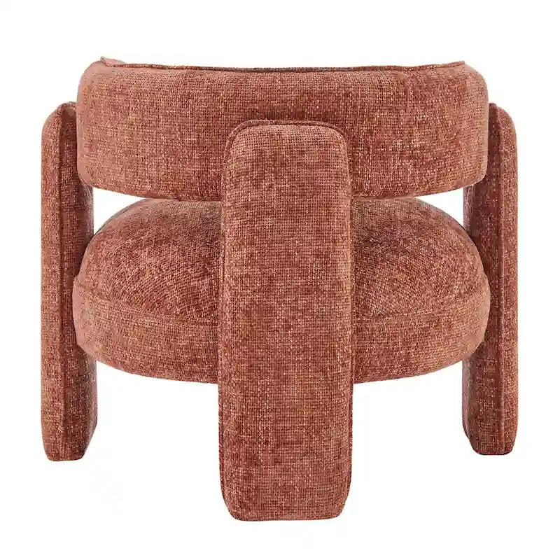 Poltrona singola postmoderna color terracotta/antracite/crema, con braccioli