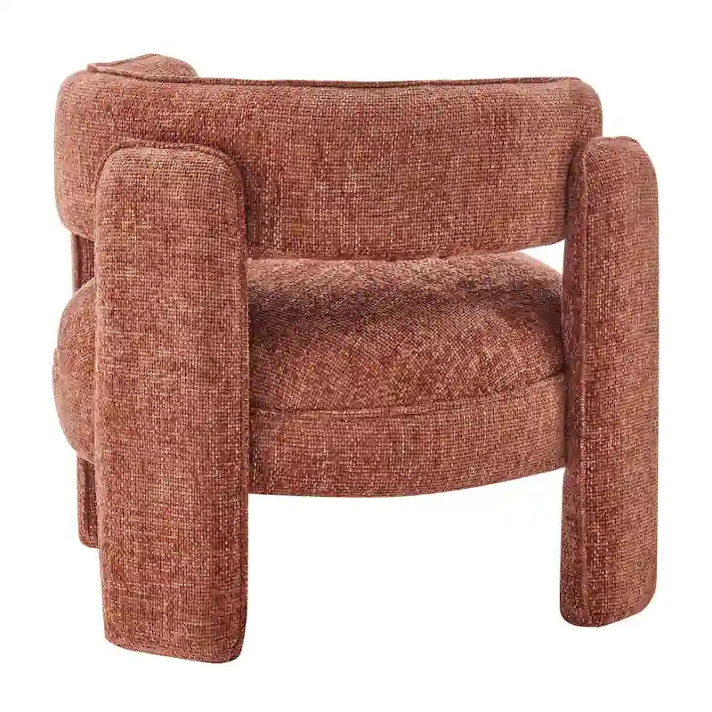 Poltrona singola postmoderna color terracotta/antracite/crema, con braccioli