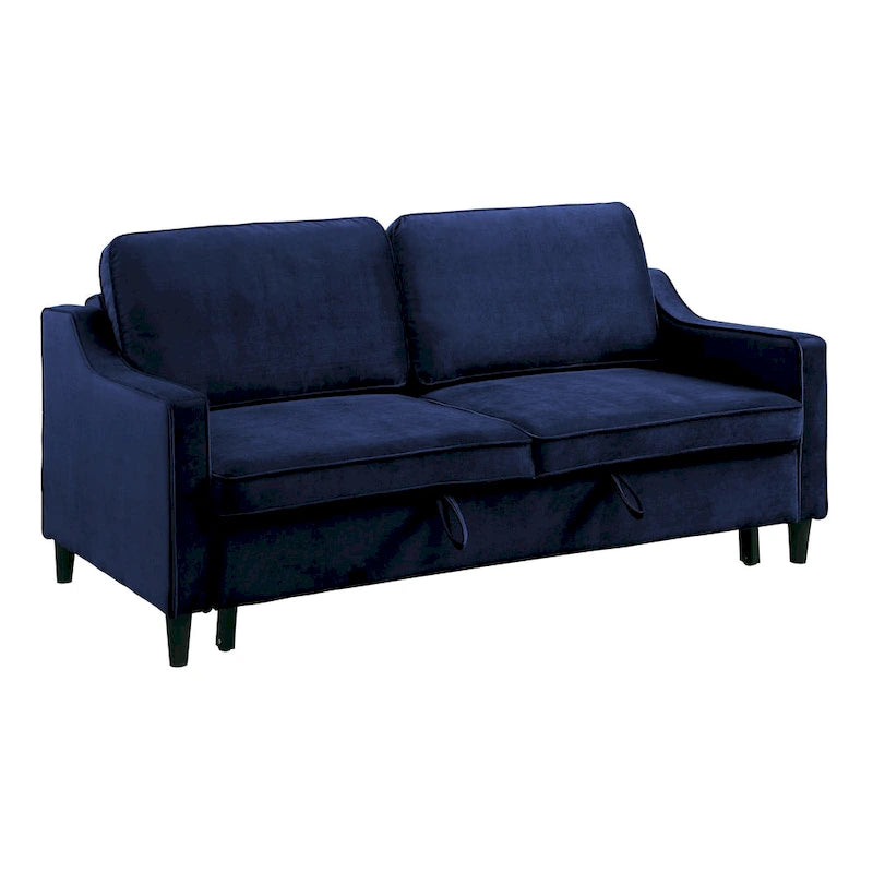 Divano Letto Convertibile Blu Marino e Nero, Letto Estraibile, 2 Posti