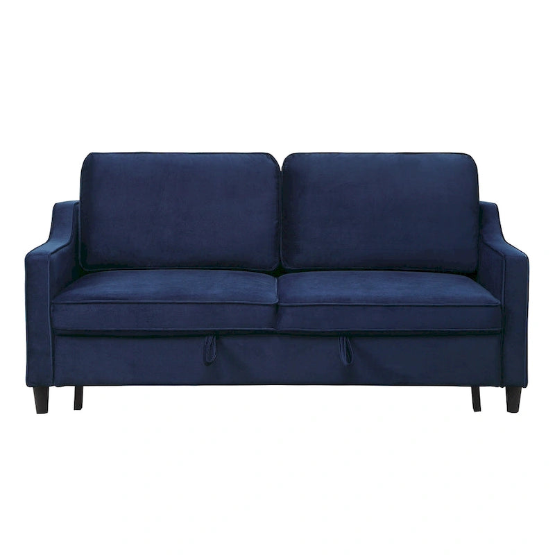 Divano Letto Convertibile Blu Marino e Nero, Letto Estraibile, 2 Posti