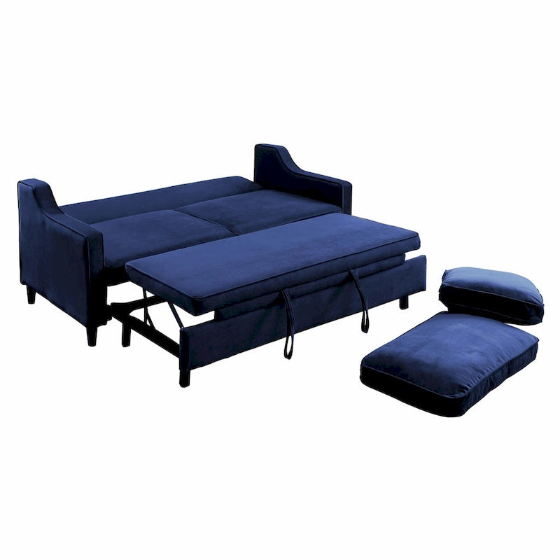 Divano Letto Convertibile Blu Marino e Nero, Letto Estraibile, 2 Posti