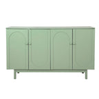 Mobile Contenitore Intagliato a 4 Ante, Bianco / Bianco Antico / Verde Menta, Gambe in Pino