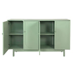 Mobile Contenitore Intagliato a 4 Ante, Bianco / Bianco Antico / Verde Menta, Gambe in Pino