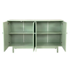 Mobile Contenitore Intagliato a 4 Ante, Bianco / Bianco Antico / Verde Menta, Gambe in Pino