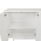 Mobile Contenitore Intagliato a 4 Ante, Bianco / Bianco Antico / Verde Menta, Gambe in Pino