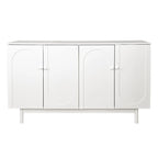 Mobile Contenitore Intagliato a 4 Ante, Bianco / Bianco Antico / Verde Menta, Gambe in Pino