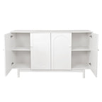 Mobile Contenitore Intagliato a 4 Ante, Bianco / Bianco Antico / Verde Menta, Gambe in Pino