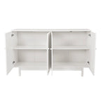 Mobile Contenitore Intagliato a 4 Ante, Bianco / Bianco Antico / Verde Menta, Gambe in Pino