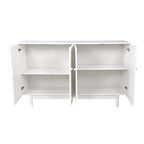 Mobile Contenitore Intagliato a 4 Ante, Bianco / Bianco Antico / Verde Menta, Gambe in Pino