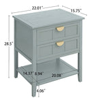 Comodino a 2 cassetti, Verde oliva / Grigio chiaro, Stile americano, Singolo