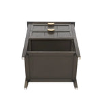 Comodino a 2 cassetti, Verde oliva / Grigio chiaro, Stile americano, Singolo