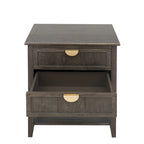 Comodino a 2 cassetti, Verde oliva / Grigio chiaro, Stile americano, Singolo