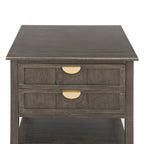 Comodino a 2 cassetti, Verde oliva / Grigio chiaro, Stile americano, Singolo