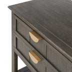 Comodino a 2 cassetti, Verde oliva / Grigio chiaro, Stile americano, Singolo