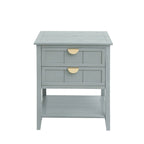 Comodino a 2 cassetti, Verde oliva / Grigio chiaro, Stile americano, Singolo