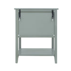 Comodino a 2 cassetti, Verde oliva / Grigio chiaro, Stile americano, Singolo