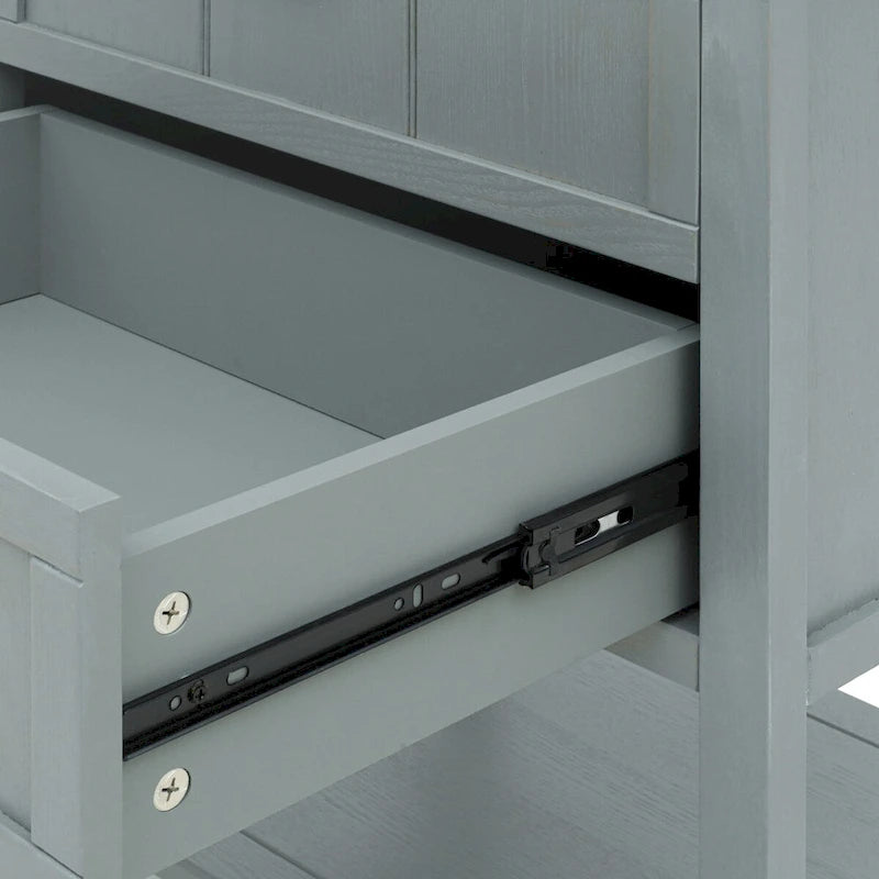 Comodino a 2 cassetti, Verde oliva / Grigio chiaro, Stile americano, Singolo