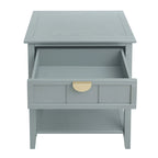 Comodino a 2 cassetti, Verde oliva / Grigio chiaro, Stile americano, Singolo