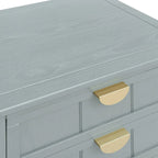 Comodino a 2 cassetti, Verde oliva / Grigio chiaro, Stile americano, Singolo