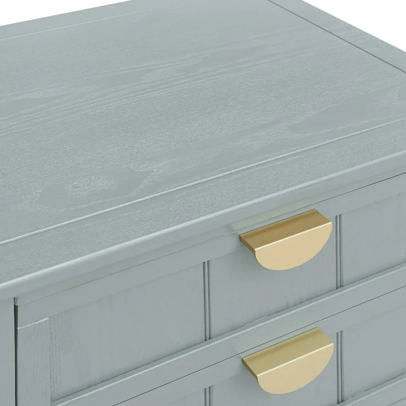 Comodino a 2 cassetti, Verde oliva / Grigio chiaro, Stile americano, Singolo