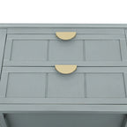 Comodino a 2 cassetti, Verde oliva / Grigio chiaro, Stile americano, Singolo