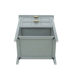 Comodino a 2 cassetti, Verde oliva / Grigio chiaro, Stile americano, Singolo