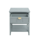 Comodino a 2 cassetti, Verde oliva / Grigio chiaro, Stile americano, Singolo